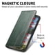 thumbnail image 2 of Funda tipo cartera para Samsung Galaxy A55 de piel con cierre magnético, ranuras para tarjetas y correa para la muñeca Verde, 2 of 6