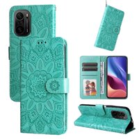 Funda Tipo Cartera Foxdock Para Xiaomi Poco F3 , Diseño Girasol En Relieve, Cuero Pu, Cierre Magnético, Soporte Y Tarjetero