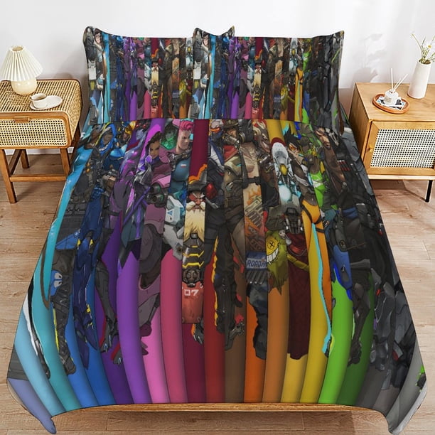 Overwatc-h Over-watch Overwatc-h Over-watch Bedding Set Sheet Set for Kids Adults,All Season Lightweight
