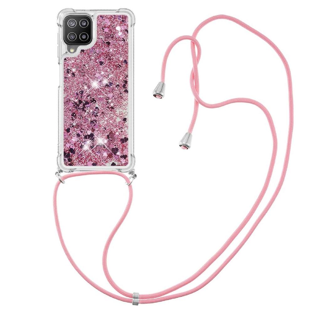 Funda Foxdock Para Samsung Galaxy A22 4G Con Cuerda Ajustable, Brillo Líquido, Protección Antigolpes Y Lente – Ideal Para Regalo