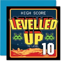 Tarjeta De Cumpleaños Stuff4 Para El Décimo Cumpleaños De Niños Y Niñas Leveled Up