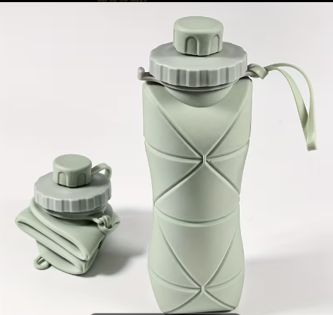 Farmers - Outdoor Sports Collapsible Water Bottle 600Ml 20.29Oz, Leak-Proof, Foldable, High-Temperature Resistant, Made Of Food-Grade Silicone Material