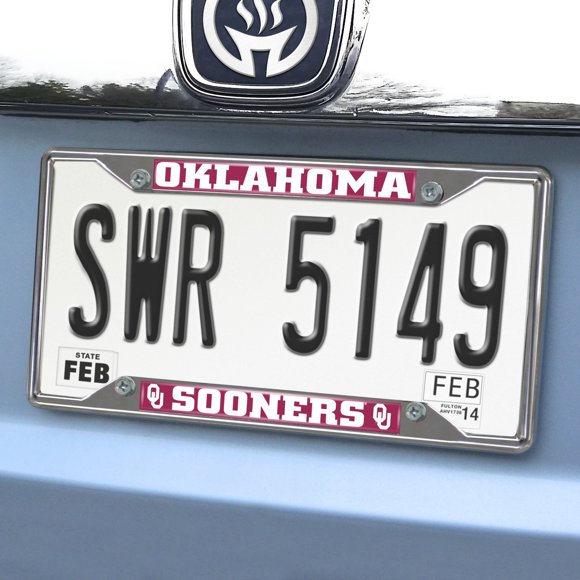Marco para matrícula FANMATS Oklahoma Sooners, metal cromado