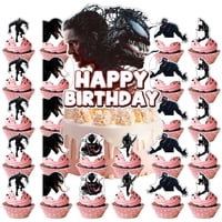 Ldakzfv - Set De Artículos Para Fiestas De Cumpleaños Veno-M Con 1 Adorno Para Tartas Y 24 Para Magdalenas