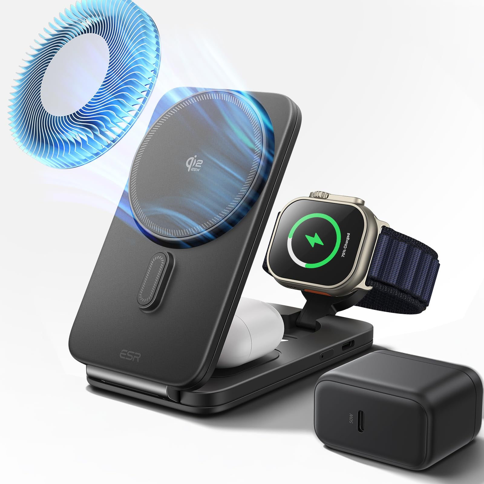 Estación De Carga Esr 3 En 1 Para Apple Con Cargador Magsafe De 25 W