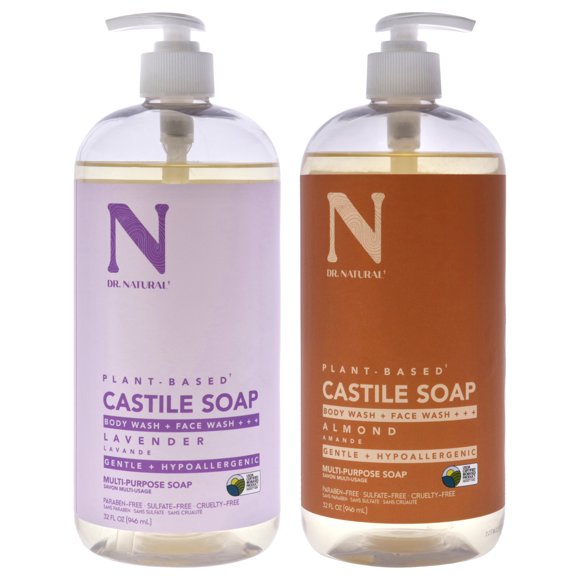 Kit de jabón líquido Dr. Natural Castile, kit de 2 piezas