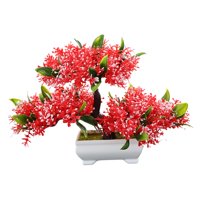 Magideal - Bonsái Artificial, Decoración De Plantas Artificiales, Decoración Para Baño, Mesa De Oficina, Dormitorio, Maceta De Bienvenida, Plantas, Bonsái Rojo