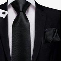 Riqui - Set Corbata, Pañuelo Y Colleras Negro