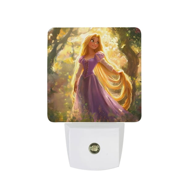 Enredados: Cabello Largo Luz nocturna LED con sensor de anochecer a amanecer para dormitorio, baño, pasillo, escaleras - Lámpara LED nocturna de enchufe, 0.5W - 1 pieza