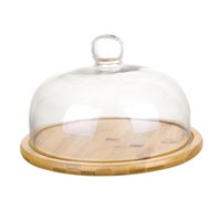 Magideal - Soporte De Bambú Para Pastel Con Cúpula, Plato Para Exhibición De Pastel, Vajilla, Bandeja Para Servir Postre, Plato Para Fiesta, Cupcakes, Cumpleaños Grande