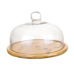 Magideal - Soporte De Bambú Para Pastel Con Cúpula, Plato Para Exhibición De Pastel, Vajilla, Bandeja Para Servir Postre, Plato Para Fiesta, Cupcakes, Cumpleaños Grande
