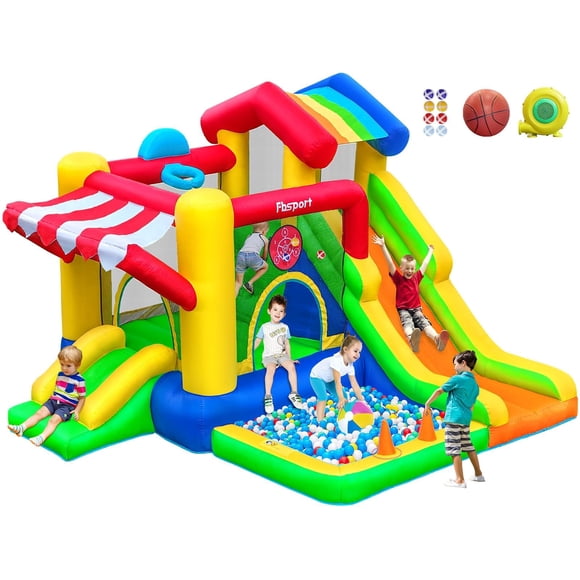 Castillo inflable FBSPORT con tobogán y piscina de pelotas para niños