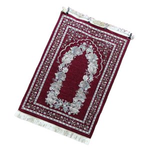 Bothyi - Alfombrilla De Oración Musulmana Rectangular Con Patrón De Flores Para Fiesta Interior Al Aire Libre Rojo Oscuro