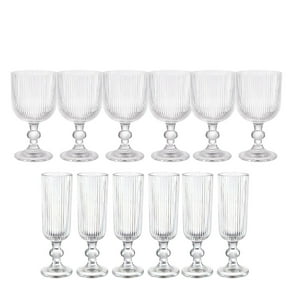 Allegra - Set 12 Copas Talladas Lisa Vidrio Transparente