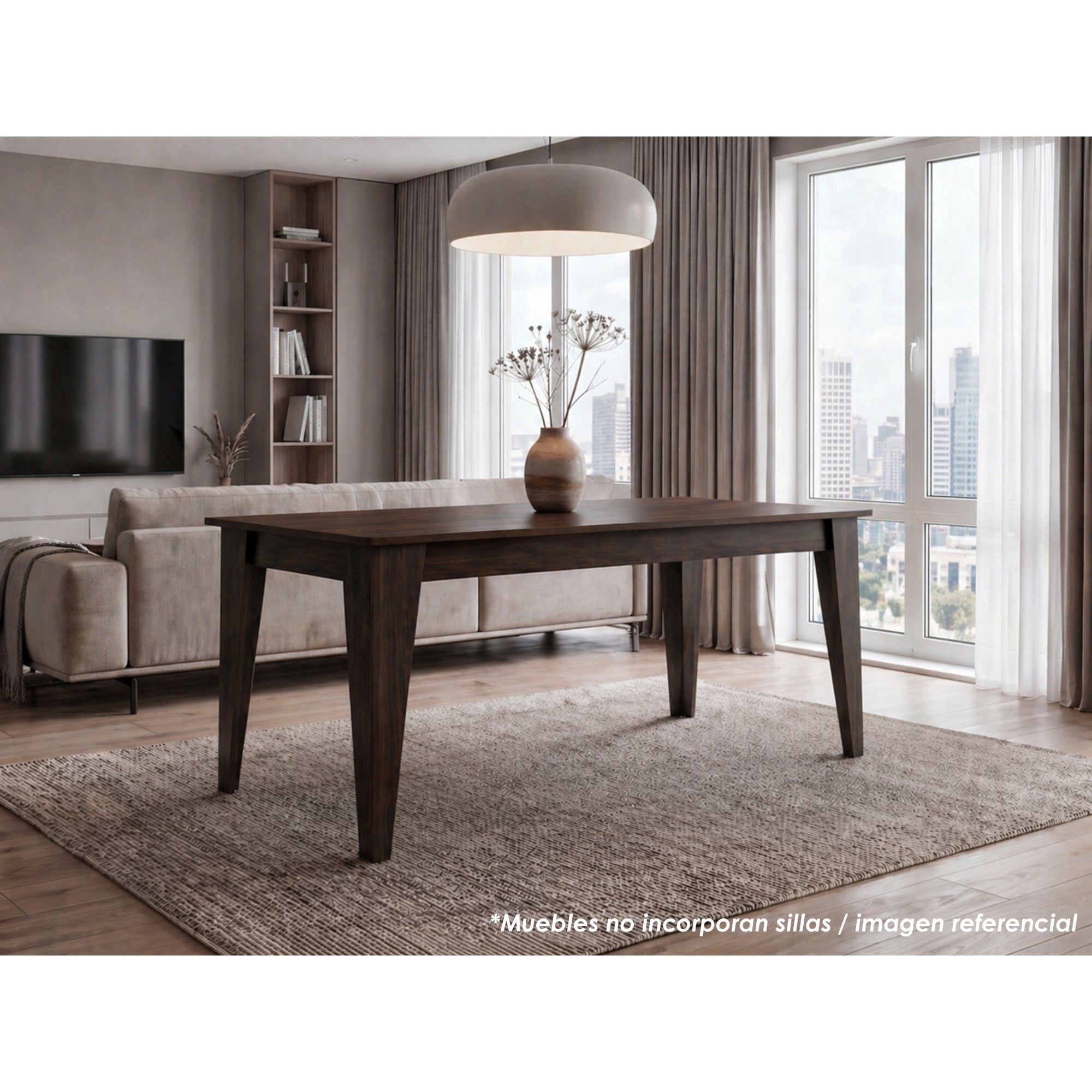 Tuhome - Mesa De Comedor Torino Para 6 Personas 74x160x88 Cm Habano (no Inlcluye Sillas)