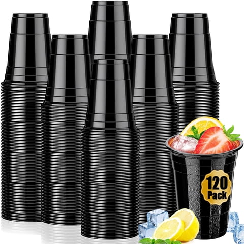 Vasos De Plástico Leeauszya 16 Oz Negros Paquete De 120 Para