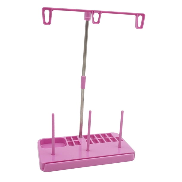 Soporte para carrete de hilo, soporte para hilo de coser, estante resistente fácil de usar, soporte para hilo multifunción para bordado a máquina de Rosa