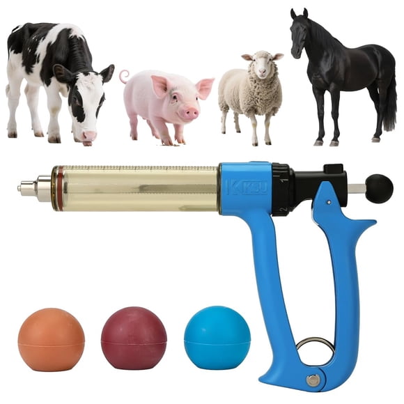 Jeringa Semi‑automática ReuVibk 50 ml 5 Dosis para Animales de Granja