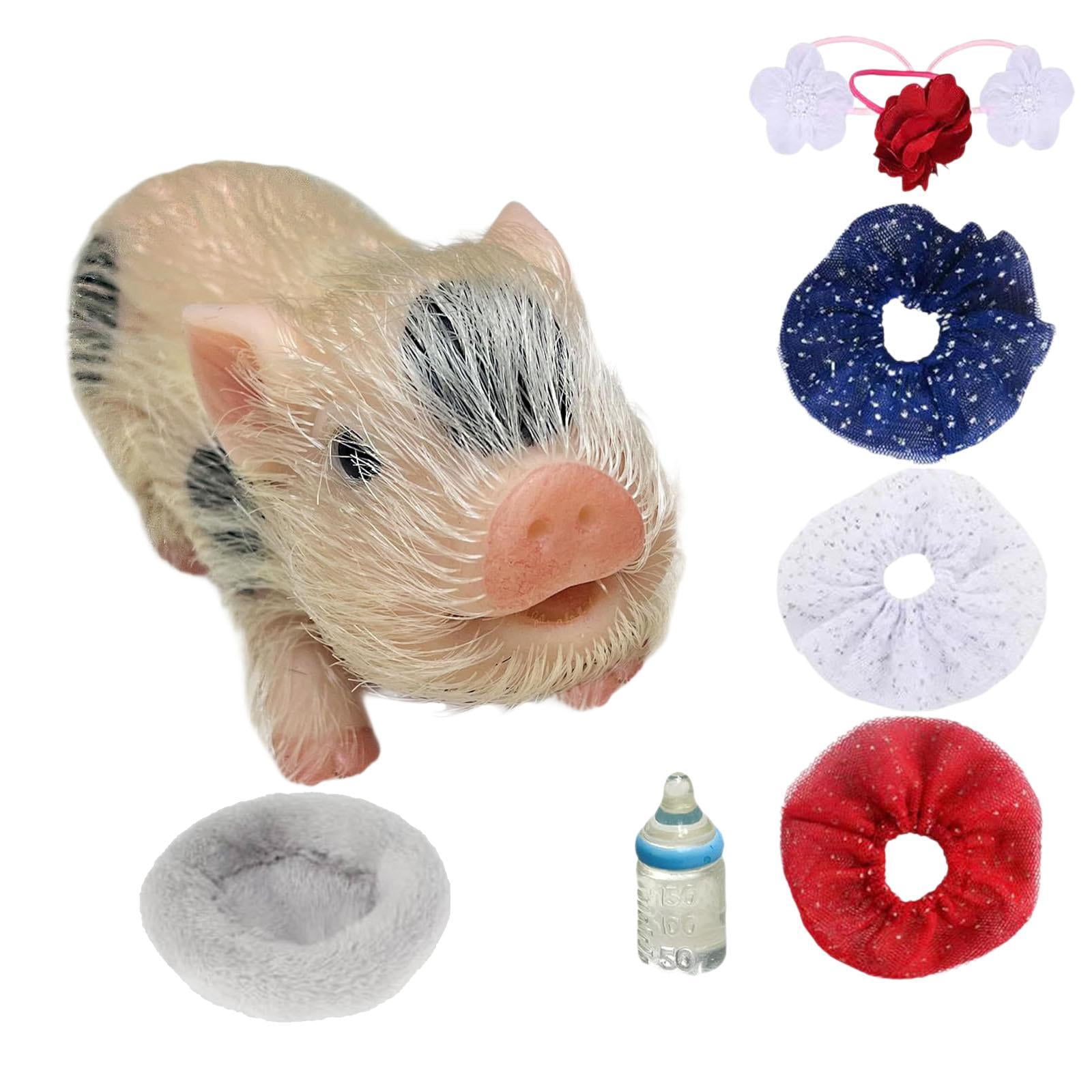 Magideal - Mini Cerdito Renacido Lindo Animal Muñeca De Cerdo Mini Muñeca De Silicona Bebé Cerdo Cuerpo Suave Muñeca De Cerdito Renacido Cerdo De Silicona Para J Blanco Negro