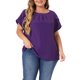 thumbnail image 1 of Agnes Orinda Blusas de Verano para Mujer Tallas Grandes de Trabajo con Mangas Cortas Plisadas Cuello Redondo Mangas de Tulipán 1X Púrpura, 1 of 6