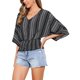 thumbnail image 4 of INSPIRE CHIC Blusa Boho para Mujer de Chifón con Mangas de Murciélago Fruncidas L Negra, 4 of 6