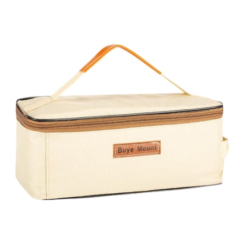 Magideal - Bolsa De Almacenamiento Para Utensilios De Cocina De Camping, Resistente Al Desgaste, Para Cubiertos, Organizador De Vajilla Para Jardín, Viajes Y Bar Beige