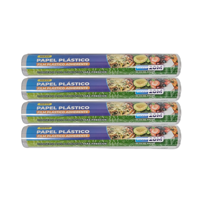 Pack 4 Film Plastico Aileda 20m X 30cm Adherente Cocina