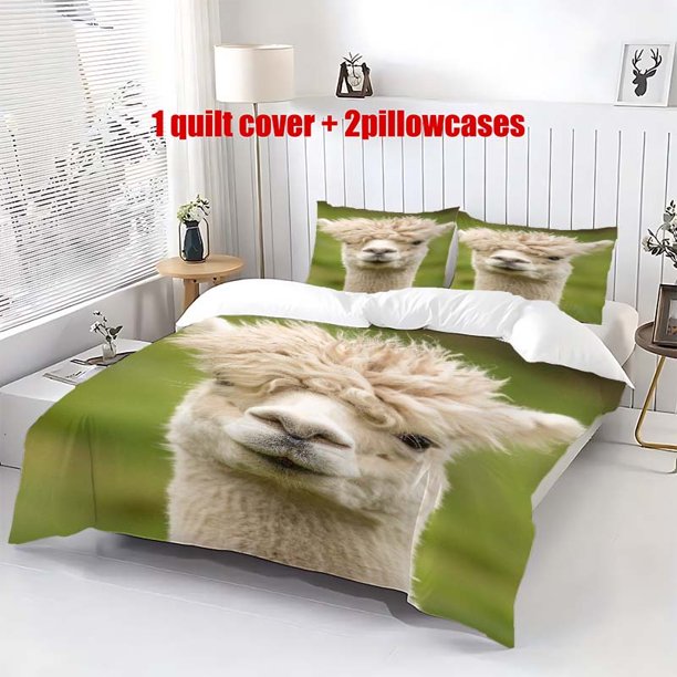 3pcs One Alpaca an Alpaca Themed Print Bedding Three Piece Set Duvet Cover And Pillowcases