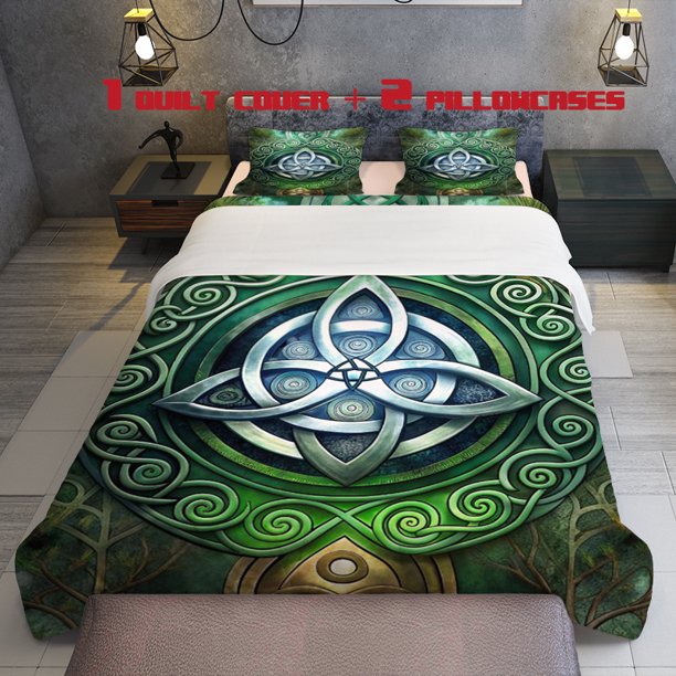 3pcs Celtic Themed Printed Bedding Set Soft Duvet Cover and Two Pillowcases