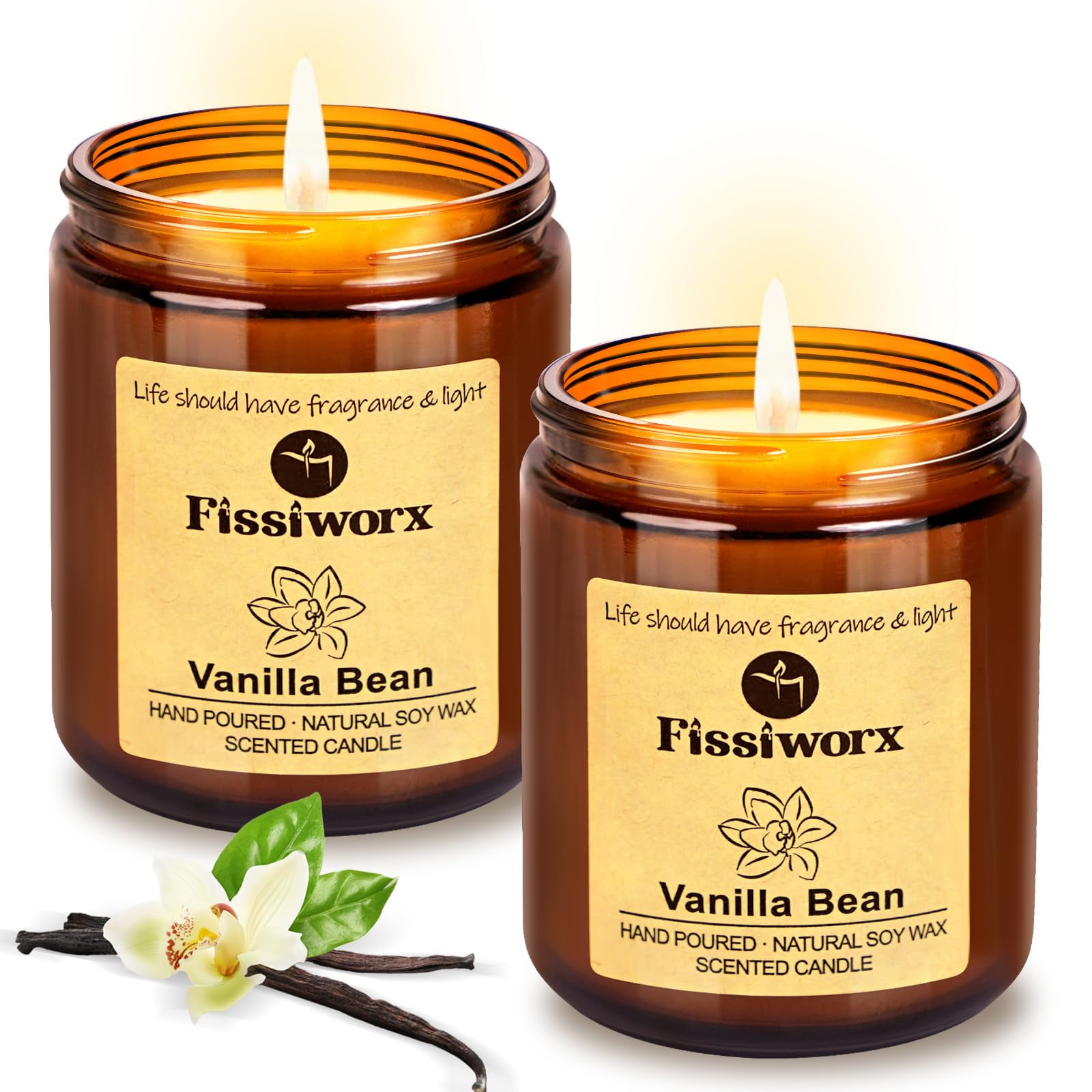 Set De Velas Fissiworx Con Aroma A Vainilla, 440 Ml, Paquete De 2 Unidades, 110 Horas, Regalo