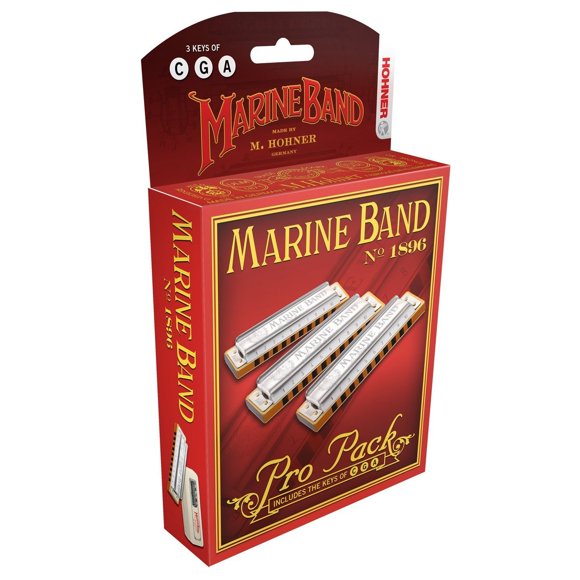Harmonicas Hohner Marine Band 1896 Pro Pack, 3 piezas, diatónicas