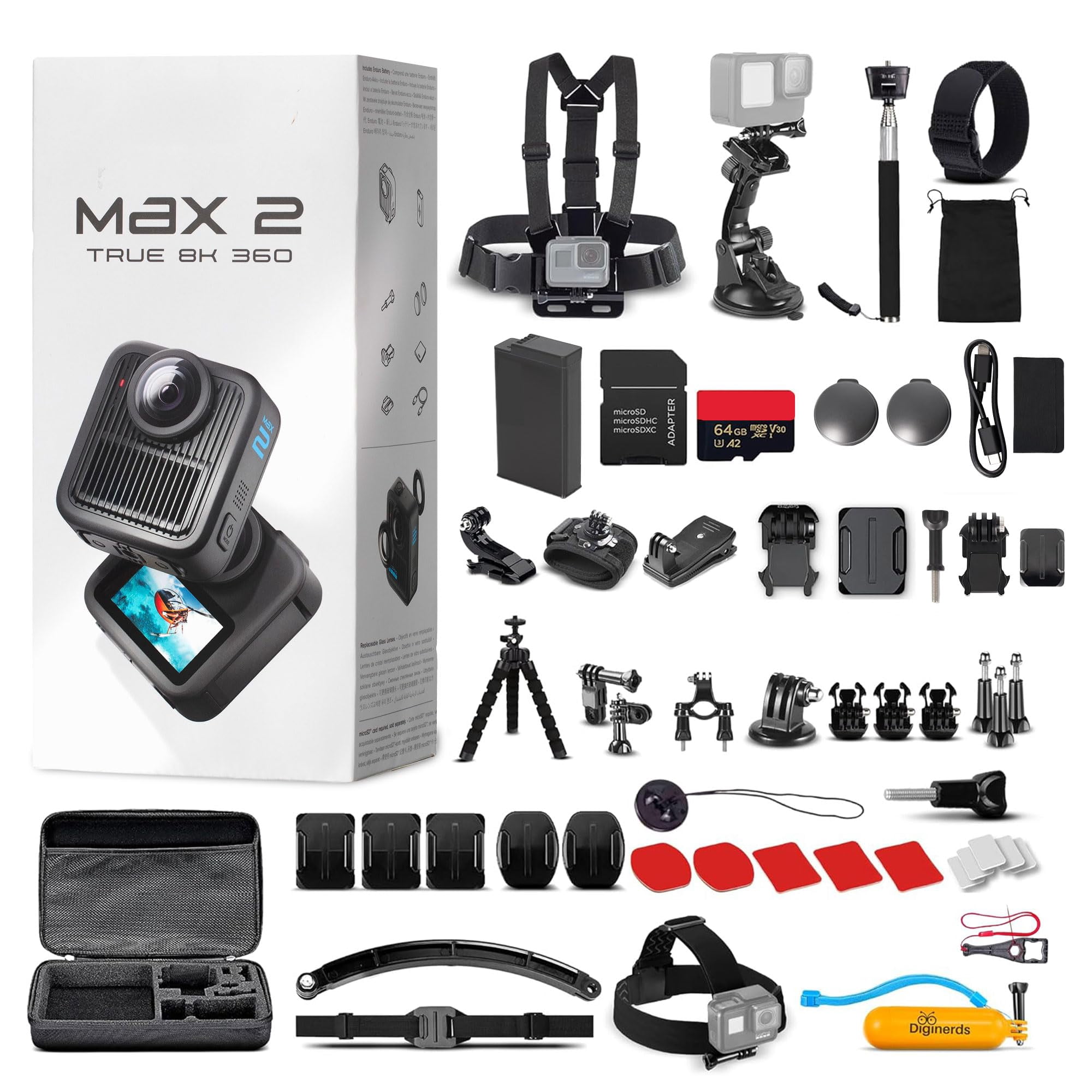 Cámara De Acción Gopro Max 2 8k 360 Con Kit De 50 Accesorios Y 64 Gb