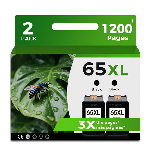 Cartuchos de tinta de repuesto 65XL negros para HP Ink 65 XL (paquete de 2)