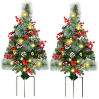 Christmas Pathway Trees Juegoal, 30 Cm, Con 60 Luces Led, Paquete De 2