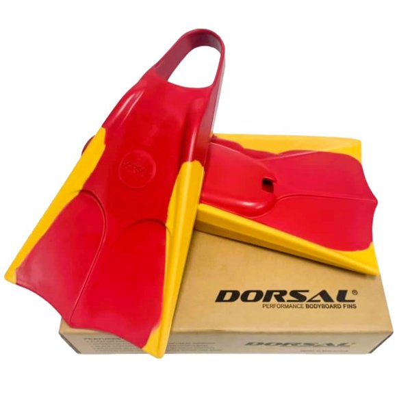 Aletas de natación DORSAL Lifeguard Rojo/Amarillo talla pequeña US 7‑8