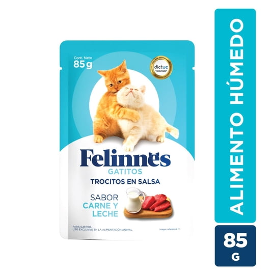 Alimento Húmedo Gatito Sabor Carne Y Leche Pouch 85 g Felinnes