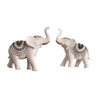 Bothyi - Pareja De La Suerte Elefantes Estatua Animal Estatuilla Escultura Decoración Para Oficina Blanco