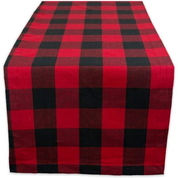 Camino de mesa clásico de estilo rústico para cena navideña, fiesta de leñadores, 14 x 72 pulgadas, rojo y negro. Paquete de 4 $. Camino de mesa a cuadros rojos y negros para cena navideña, fiesta de