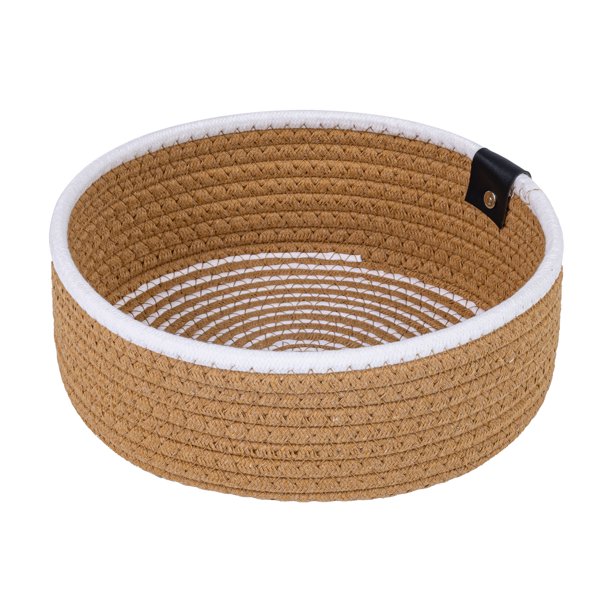 1 Paquete de Cesta de Almacenamiento Tejida, Caja de Almacenamiento para Estante y Armario para Bandeja de Llaves, Cuenco para Entrada, Escritorio, Decoración del Hogar Caqui 8.3*8.3*3.5in