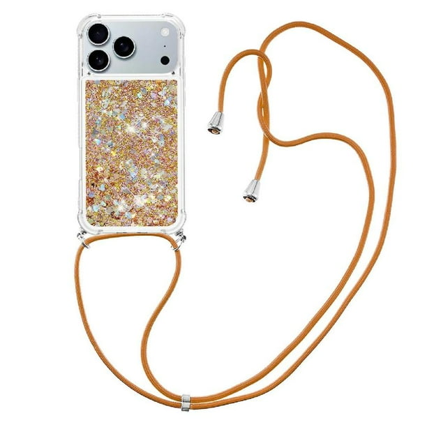 Funda FOXDOCK para iPhone 17 Pro Max con Cuerda Ajustable, Brillo Líquido, Protección Antigolpes y Lente – Ideal para Regalo