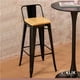 thumbnail image 2 of Taburete Tolix Negro Alto con Respaldo para bar o terraza - Asiento de madera Clara, 2 of 4