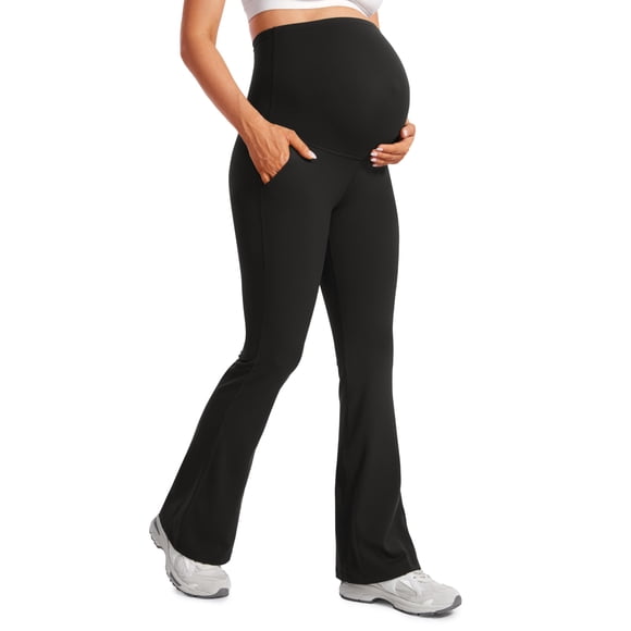 Pantalones CRZ YOGA Butterluxe Leggings Maternales de Pierna Acampanada Negro M