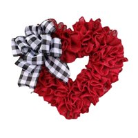 Bothyi - Corona En Forma De Corazón 15.7'' Plaid Bowknot Window Wall Hanging Para Aniversario