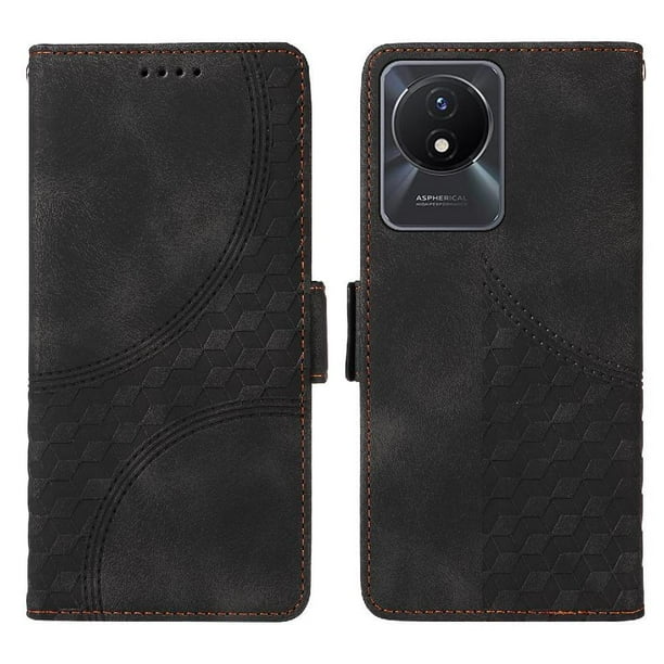 Carcasa FOXDOCK Vivo Y02 4G de cuero PU, diseño acolchado clásico, protección contra caídas y rayones