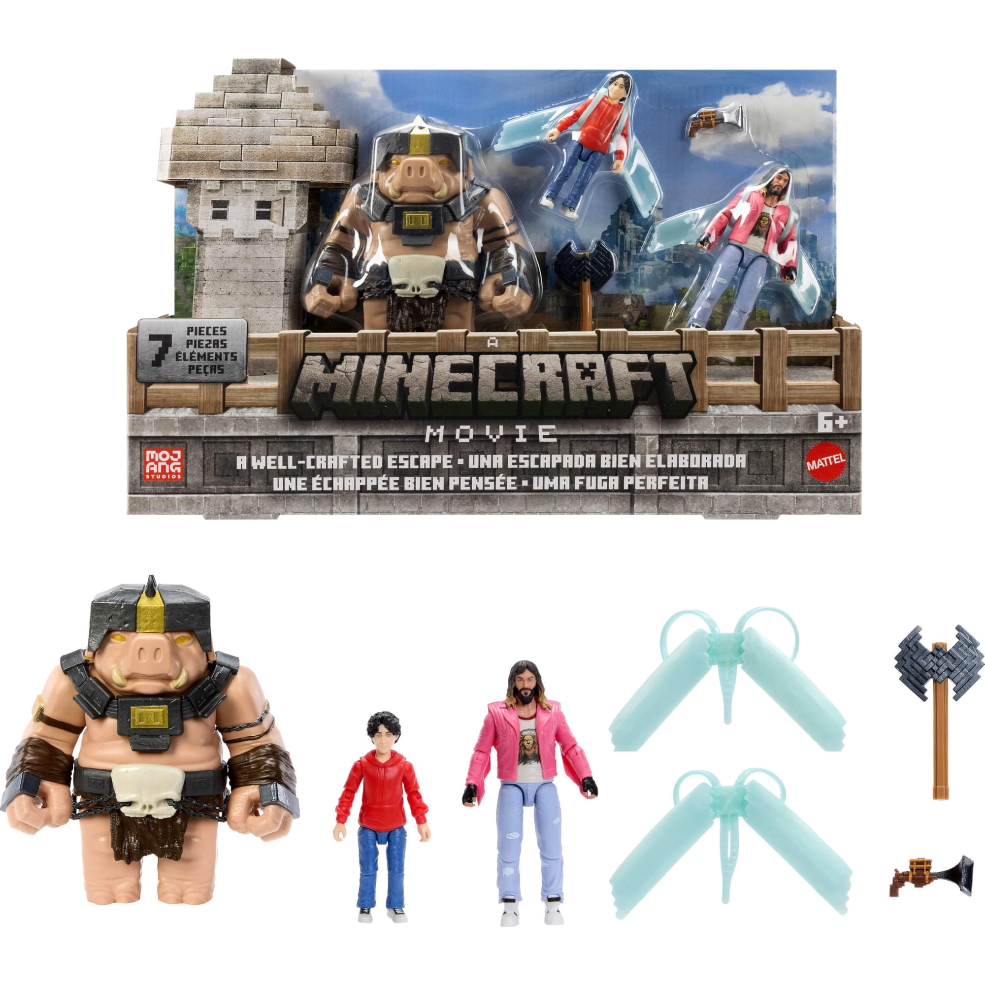 Set De Historia De Mattel De Minecraft Con 3 Figuras De Acción Y Accesorios