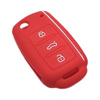 Ioensy - Protector De La Chaqueta De La Cubierta De La Llave Del Control Remoto Del Coche De Silicona Para Golf Vw Sagitar Polo Red
