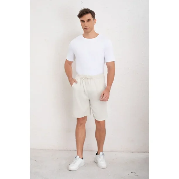 Short Hombre Bermuda Calce Holgado Tipo Lino Pantalon Corto 7144