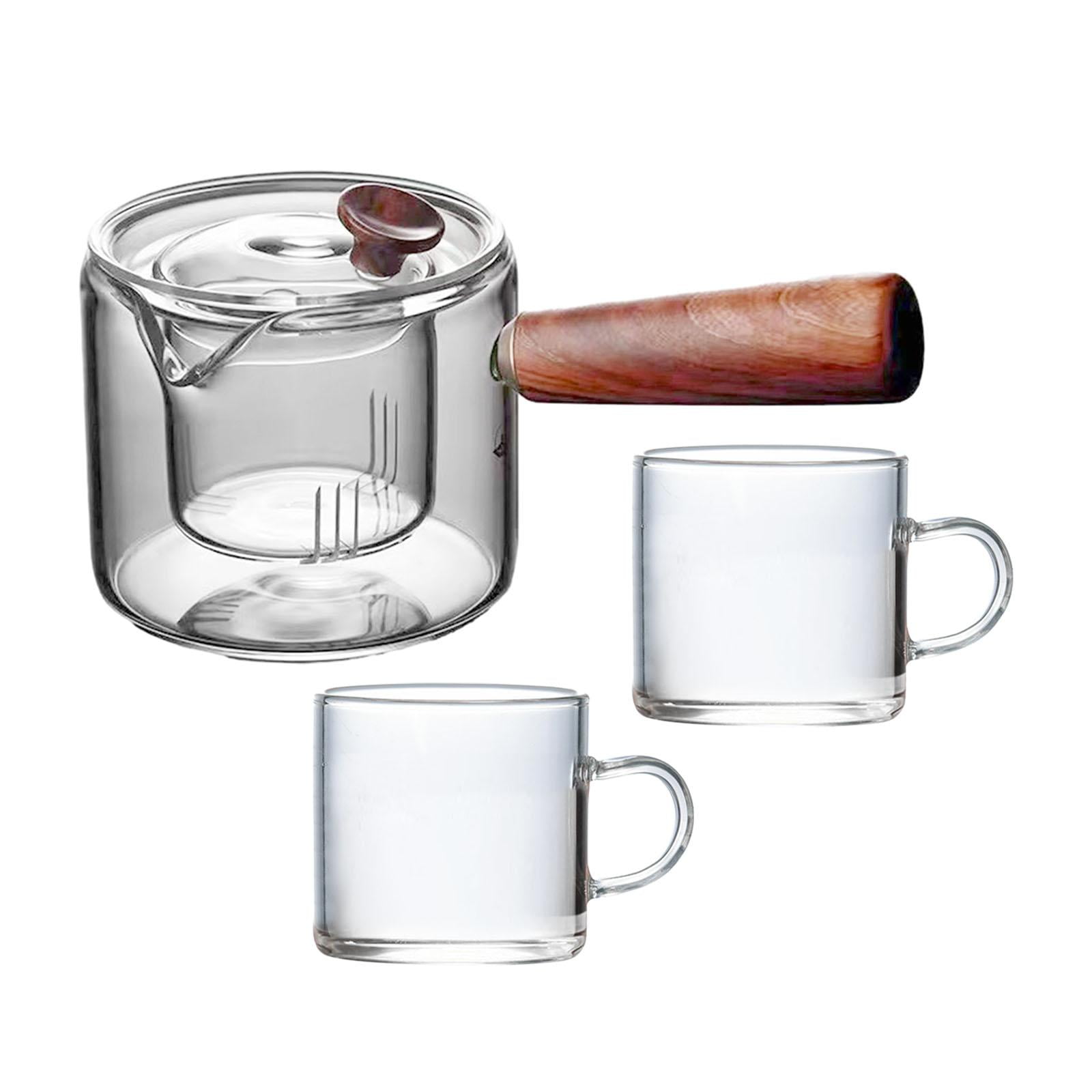 Bothyi - Tetera De Vidrio De Borosilicato Alto, Fabricante De Té Transparente Para Acampar, Viajar, Casa, Olla Con 2 Tazas