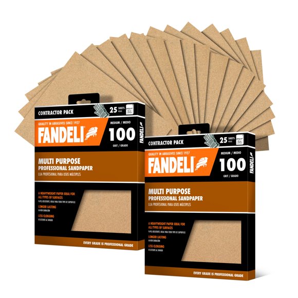 Papel de lija Fandeli multiusos de grano 100, 50 hojas, 23 x 28 cm