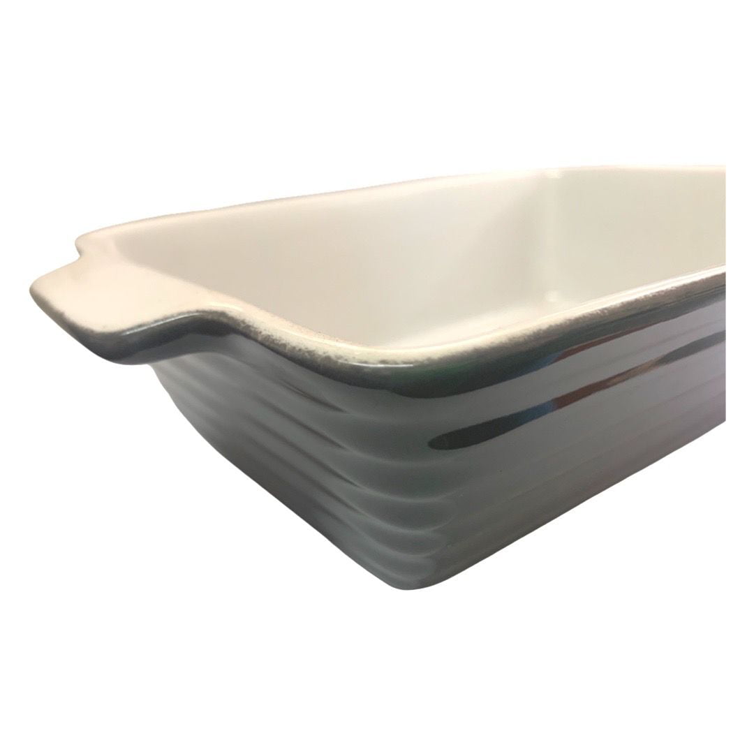 Genérico - Fuente De Cerámica P/ Horno Tipo Gres - Rectangular 23x14 - Bl/gr